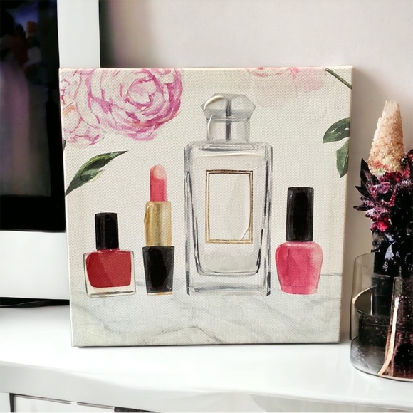 Get Glam Lipstick Nail Polish Cosmetic Canvas Wrap Around Art - Picture 1 of 15